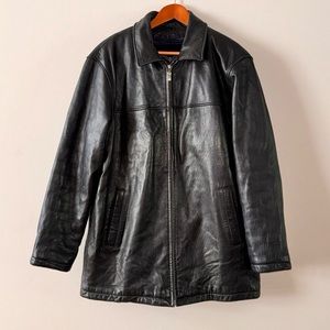 Top Gun first class Italian lamb black buttery soft leather full zip jacket, L